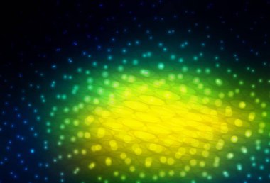 Koyu mavi, baloncuklu yeşil vektör arka planı. Soyut arka planda bulanık kabarcıklar ve renkli gradyan. Güzel web siteleri için desen.