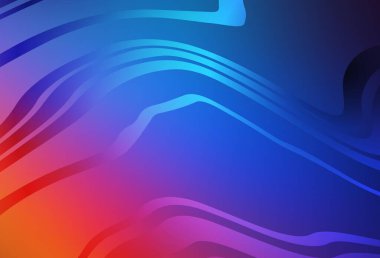 Açık mavi, kıvrık çizgileri olan kırmızı vektör deseni. Eğri şekilli yepyeni renkli bir tasvir. Marka kitabı için şık bir desen.