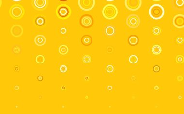 Disklerle açık sarı vektör dokusu. Bulanık yağmur damlaları olan soyut bir çizim. Fütürist reklamlar ve kitapçıklar için şablon.