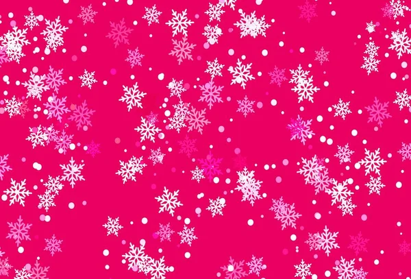 Modelo Vetor Rosa Claro Com Flocos Neve Gelo Glitter Ilustração — Vetor de Stock