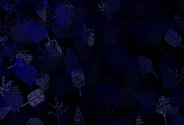 Koyu mavi vektör deseni ağaçlar ve dallarla karalıyor. Ağaçlı modern geometrik soyut çizim. Web ve broşürler için elle boyanmış tasarım.