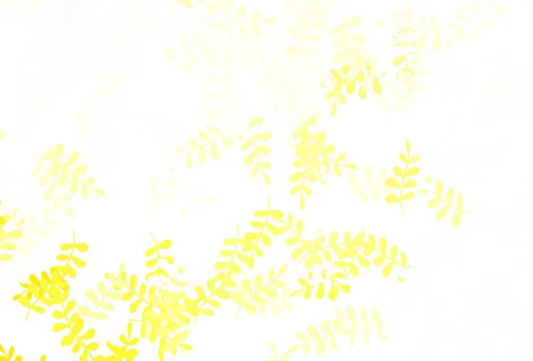 Luz Amarillo Vector Doodle Fondo Con Hojas Una Elegante Ilustración — Vector de stock