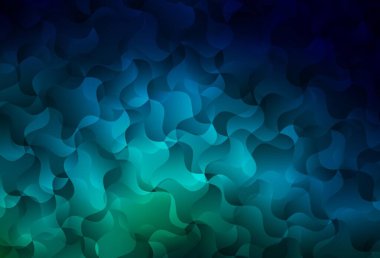 Koyu mavi, çizgili yeşil vektör şablonu. Eğimli çizgileri olan zarif parlak bir illüstrasyon. Reklamınız için yepyeni tasarım..