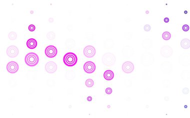 Çember şekilli açık pembe vektör düzeni. Parlak renkli soyut çemberlerin olduğu bir resim. Poster ve web siteleri için tasarım.