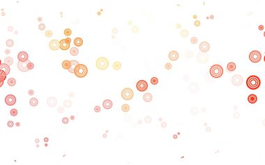 Açık Kırmızı, daireli sarı vektör şablonu. Parlak renkli soyut çemberlerin olduğu bir resim. Duvar kağıtlarının dokusu için desen.