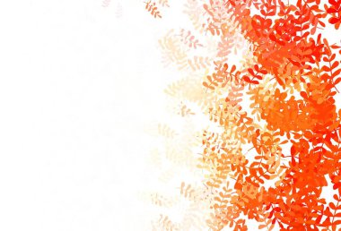 Açık kırmızı vektör arkaplanı yapraklarla karalıyor. Zarif doğal desenli ve eğimli yapraklar. Marka kitabınız için yeni şablon.