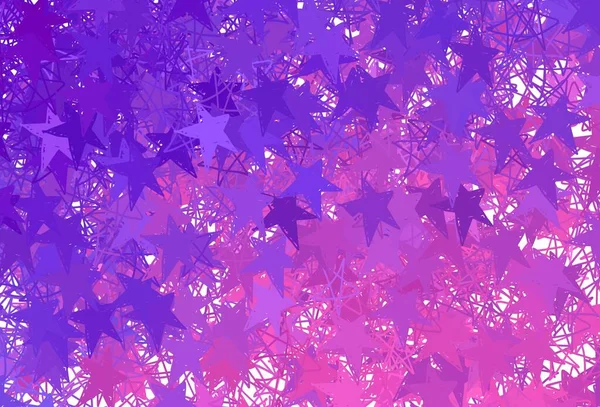 Hellviolettes Rosa Vektormuster Mit Weihnachtssternen Dekorative Leuchtende Illustration Mit Sternen — Stockvektor