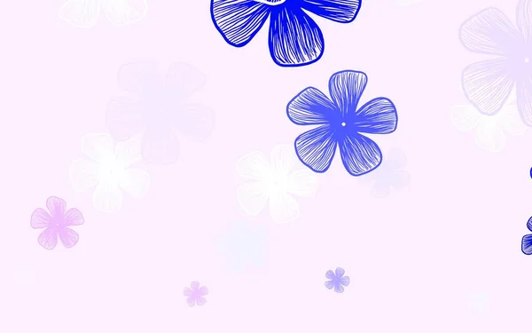 淡淡的粉红 蓝色的矢量 背景典雅 花朵繁茂 白色背景花朵的装饰设计 设计负责人的模式 — 图库矢量图片