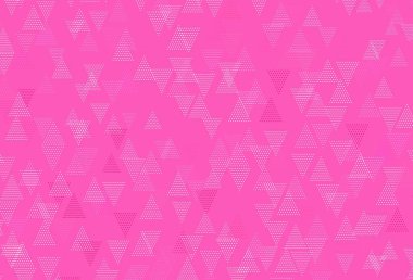 Üçgenli açık pembe vektör arkaplanı. Soyut arkaplanda renkli eğimli üçgenler. Reklamlar için desen.