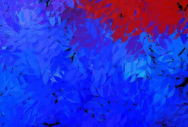 Темно Синий Красный Вектор Листьями Красочная Иллюстрация Стиле Каракулей Листьями — стоковый вектор