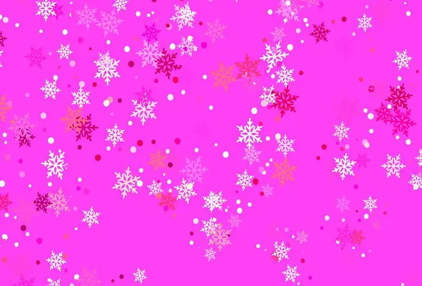 Lichtroze Gele Vectortextuur Met Gekleurde Sneeuwvlokken Kleurrijk Decoratief Design Kerststijl — Stockvector