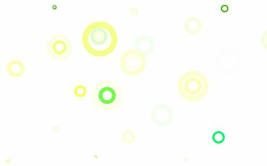 Açık yeşil, diskli sarı vektör dokusu. Bulanık yağmur damlaları olan soyut bir çizim. Güzel web siteleri için desen.