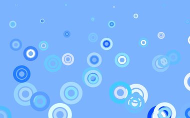 Disklerle hafif BLUE vektör dokusu. Soyut arka planda bulanık kabarcıklar ve renkli gradyan. Poster ve web siteleri için tasarım.