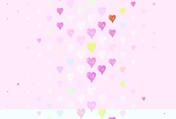 Light Pink Green Vector Template Doodle Hearts Illustration Shapes Gradient — Stock Vector