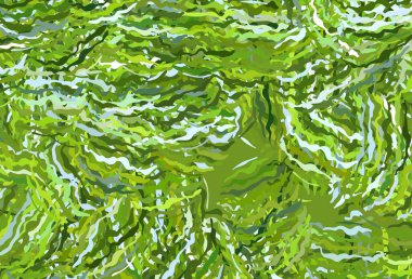 Açık yeşil, kıvrımlı çizgileri olan sarı vektör düzeni. Değişken çizgileri olan renkli soyut çizimler. Fikirlerin için bir örnek..