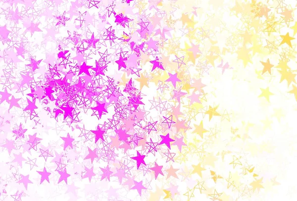 Hellrosa Gelbe Vektortextur Mit Schönen Sternen Leuchtend Farbige Illustration Mit — Stockvektor