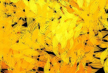 Koyu sarı vektör, yapraklı doğal sanat eseri. Bulanık şekilli ve yapraklı yepyeni bir resim. Web siteniz için Doodle tasarımı.