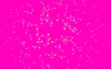 Açık pembe, daire şekilli sarı vektör düzeni. Soyut arka planda bulanık kabarcıklar ve renkli gradyan. Güzel web siteleri için desen.