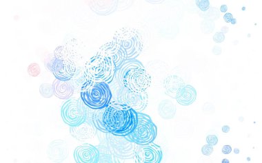Açık mavi, sarı vektör karalama arkaplanı ve güller. Beyaz arka planda çiçeklerin dekoratif tasarımı. Ağ ve ambalaj için elle boyanmış tasarım.