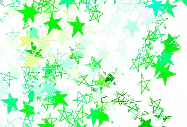 Hellgrüne Vektorkulisse Mit Kleinen Und Großen Sternen Moderne Geometrische Abstrakte — Stockvektor