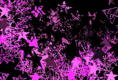 Parlak kar taneleri ve yıldızlı koyu pembe vektör düzeni. Karlı Xmas tarzında renkli dekoratif tasarım. Yeni Yıl web siteleri için desen.