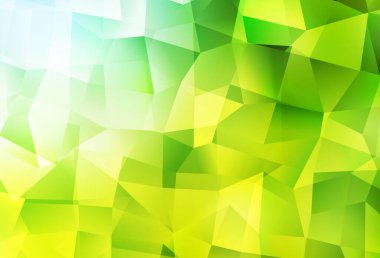 Açık yeşil, sarı vektör üçgen mozaik şablon. Üçgenlerden oluşan parlayan çokgen çizimler. Web siteniz için yeni bir doku.