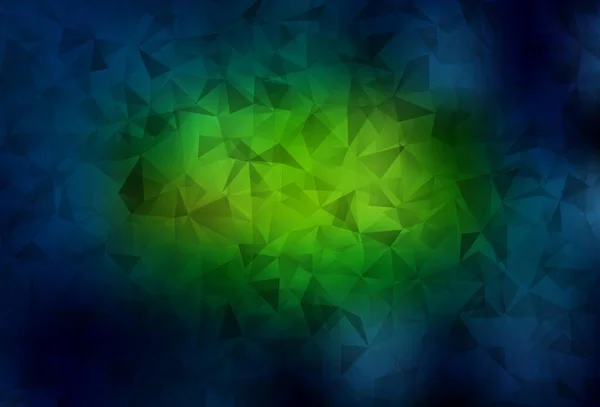 Verde Scuro Vettore Giallo Basso Sfondo Poli Campione Geometrico Triangolare — Vettoriale Stock
