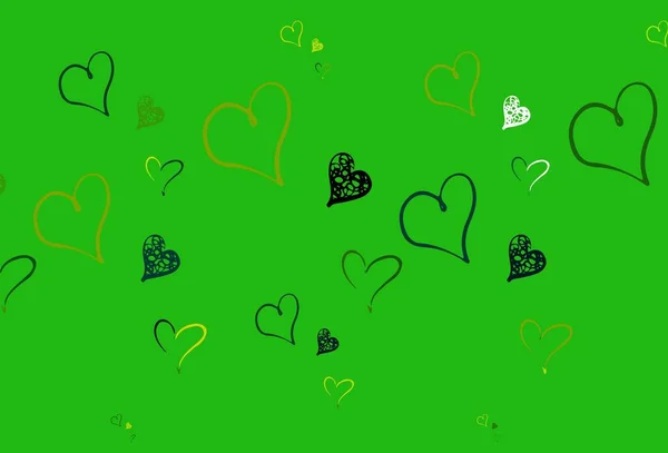 Světle Modrá Zelená Vektorová Textura Krásným Srdcem Inteligentní Ilustrace Srdcem — Stockový vektor
