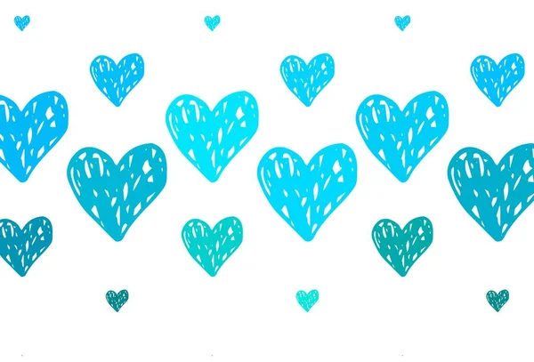 Φως Μπλε Διάνυσμα Φόντο Λαμπερές Καρδιές Όμορφες Αφηρημένες Καρδιές Πολύχρωμο — Διανυσματικό Αρχείο