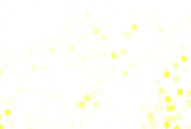 Açık yeşil, üçgenli, daireli, küplü sarı vektör arkaplan. Çemberler, üçgenler ve küplerle soyut gradyan çizimi. Poster ve afiş için en iyi tasarım.