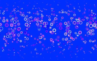 Açık pembe, küreli mavi vektör deseni. Bulanık dekoratif tasarım baloncuklu soyut tarzda. Reklamlar, broşürler için desen.