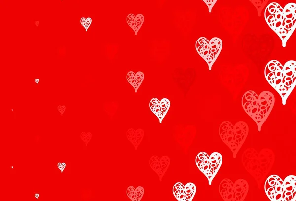 Light Red Vector Pattern Colorful Hearts Illustration Shapes Gradient Hearts — Stock Vector
