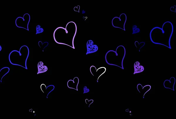 Светло Розовый Синий Векторный Фон Сердечками Shining Иллюстрация Изображением Градиентных — стоковый вектор