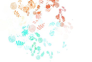 Açık yeşil, kırmızı vektör çizimi ve yapraklar. Yapraklarla bulanık şekilli yaratıcı illüstrasyon. Duvar kağıdı tasarımınız için yeni bir doku.