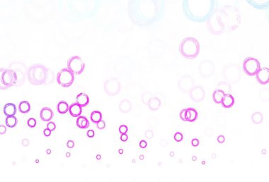 Açık pembe, köpüklü mavi vektör arkaplan. Soyut arka planda bulanık kabarcıklar ve renkli gradyan. Fütürist reklamlar ve kitapçıklar için şablon.