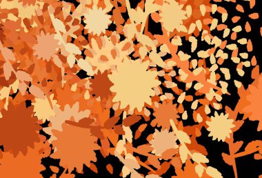 Koyu kırmızı, kaotik şekilli sarı vektör şablonu. Renkli rastgele şekillerle modern soyut illüstrasyon. Web siteniz için basit tasarım.