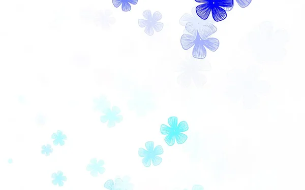 浅粉色 蓝色矢量点缀背景与花朵 摘要用涂鸦风格的花朵作摘要说明 你的品牌书的精美图案 — 图库矢量图片