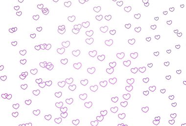 Parlayan kalpleri olan açık mor vektör arkaplan. Sevgililer günü için aşk konseptinde kalplerin olduğu bir ilüzyon. Karnaval için şablon, festival için romantik broşürler.