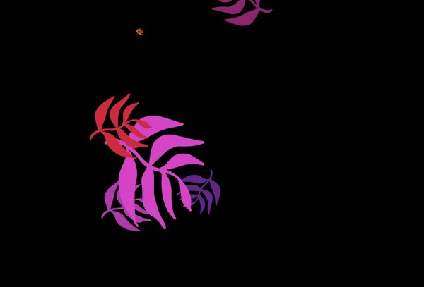 ダークピンク 赤ベクトルのエレガントな背景と葉 グラデーションの折り紙風の葉の落書きイラスト 壁紙のパターン ぬり絵 — ストックベクタ