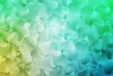 Bükülmüş çizgileri olan açık yeşil vektör düzeni. Renkli çizgileri ve şekilleri olan bir örnek. Tasarımınız için basit şablon.