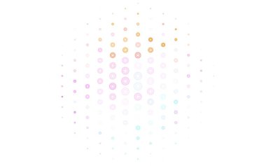 Açık mavi, diskli sarı vektör dokusu. Soyut arka planda bulanık kabarcıklar ve renkli gradyan. Güzel web siteleri için desen.