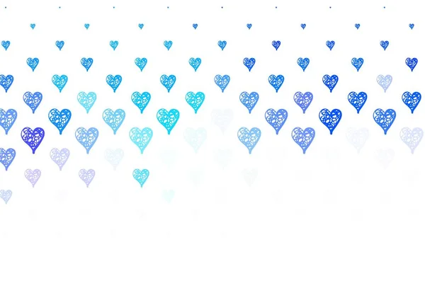 Ljusblå Gul Vektorkonsistens Med Härliga Hjärtan Vackra Abstrakta Hjärtan Färgglada — Stock vektor