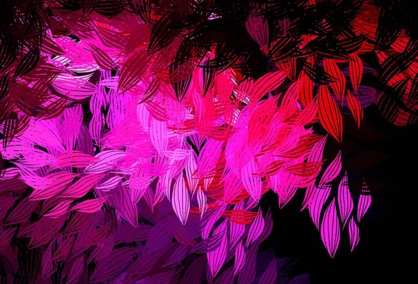 深色粉红矢量涂鸦纹理与叶子 用涂鸦风格的树叶显示彩色插图 童书多彩的图案 — 图库矢量图片