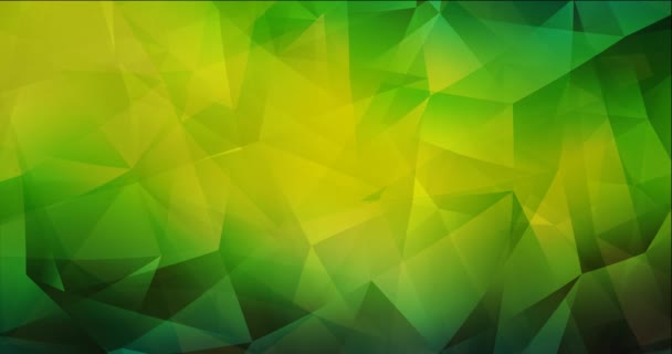 4K looping dark green, yellow polygonal abstract animation. — Stock Video