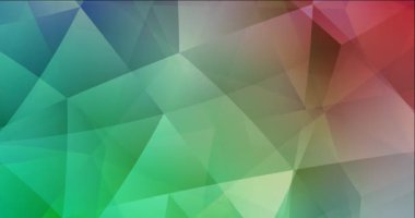 4K döngü açık yeşil, kırmızı çokgen soyut görüntü.