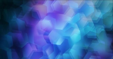 4K döngü koyu pembe, mavi renkli altıgenli animasyon.