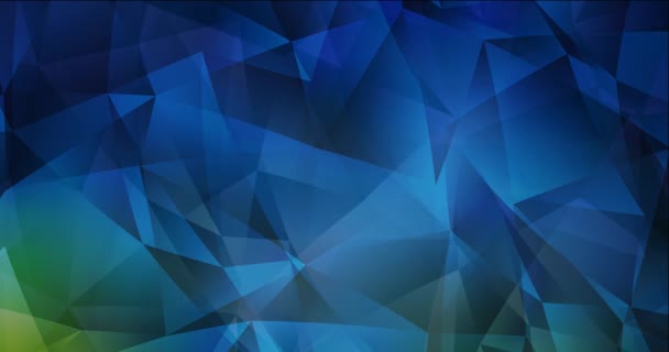 4K looping dark blue, green polygonal abstract animation. — Stock Video