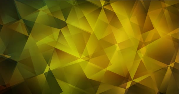 4K looping verde oscuro, animación abstracta poligonal amarilla. — Vídeos de Stock