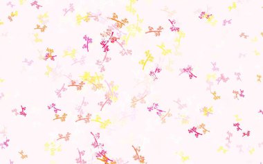 Açık Kırmızı, sarı vektör arkaplanı dallarla karalıyor. Yapraklı soyut illüstrasyon, karalama tarzı dallar. İş tasarımınız için yepyeni bir tarz.