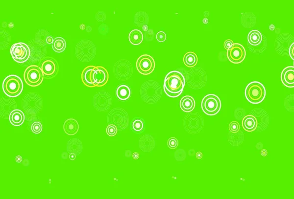 Verde Claro Fondo Vector Amarillo Con Burbujas Ilustración Con Conjunto — Vector de stock